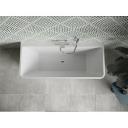 Luxury Volta szabadon álló fürdökád akril falhoz tolható 170 x 75 cm, fehér/fekete,  leeresztö  króm - 51131707575 Térben álló kád