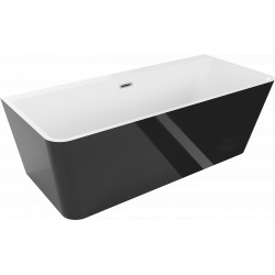 Luxury Volta szabadon álló fürdökád akril falhoz tolható 170 x 75 cm, fehér/fekete,  leeresztö  króm - 51131707575 Térben álló kád Térben álló kád Luxury