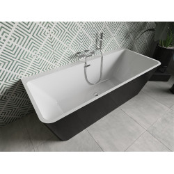 Luxury Volta szabadon álló fürdökád akril falhoz tolható 170 x 75 cm, fehér/fekete,  leeresztö  króm - 51131707575 Térben álló kád