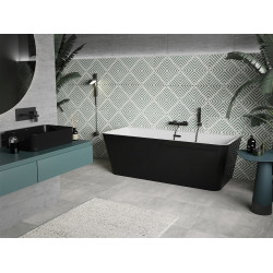 Luxury Volta szabadon álló fürdökád akril falhoz tolható 170 x 75 cm, fehér/fekete,  leeresztö   fekete - 51131707575-B Térben álló kád Térben álló kád Luxury
