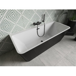 Luxury Volta szabadon álló fürdökád akril falhoz tolható 170 x 75 cm, fehér/fekete,  leeresztö   fekete - 51131707575-B Térben álló kád