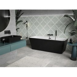 Luxury Volta szabadon álló fürdökád akril falhoz tolható 170 x 75 cm, fehér/fekete,  leeresztö   fekete - 51131707575-B Térben álló kád