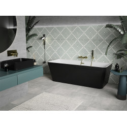 Luxury Volta szabadon álló fürdökád akril falhoz tolható 170 x 75 cm, fehér/fekete,  leeresztö arany - 51131707575-G Térben álló kád