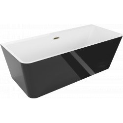 Luxury Volta szabadon álló fürdökád akril falhoz tolható 170 x 75 cm, fehér/fekete,  leeresztö arany - 51131707575-G Térben álló kád Térben álló kád Luxury