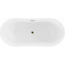Luxury Montana szabadon álló fürdökád akril  150 x 72 cm, fehér/fekete,  leeresztö arany - 52011507575-G Térben álló kád