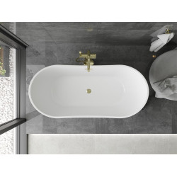 Luxury Montana szabadon álló fürdökád akril  150 x 72 cm, fehér/fekete,  leeresztö arany - 52011507575-G Térben álló kád