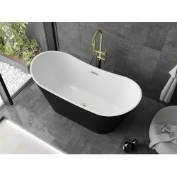 Luxury Montana szabadon álló fürdökád akril  150 x 72 cm, fehér/fekete,  leeresztö arany - 52011507575-G Térben álló kád