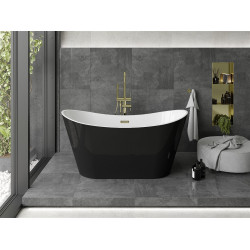 Luxury Montana szabadon álló fürdökád akril  150 x 72 cm, fehér/fekete,  leeresztö arany - 52011507575-G Térben álló kád Térben álló kád Luxury