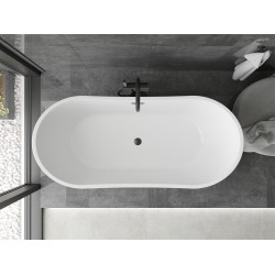 Luxury Montana szabadon álló fürdökád akril  170 x 80 cm, fehér/fekete,  leeresztö   fekete - 52011708075-B Térben álló kád