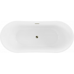 Luxury Montana szabadon álló fürdökád akril  170 x 80 cm, fehér/fekete,  leeresztö arany - 52011708075-G Térben álló kád