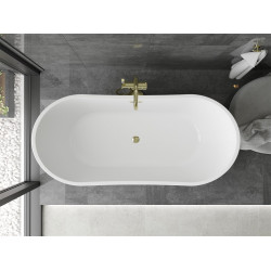 Luxury Montana szabadon álló fürdökád akril  170 x 80 cm, fehér/fekete,  leeresztö arany - 52011708075-G Térben álló kád