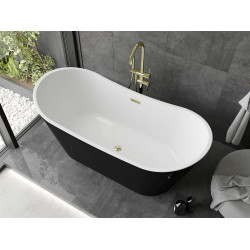 Luxury Montana szabadon álló fürdökád akril  170 x 80 cm, fehér/fekete,  leeresztö arany - 52011708075-G Térben álló kád