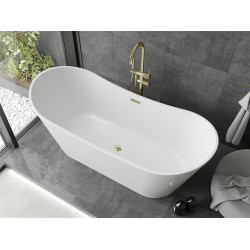 Luxury Montana szabadon álló fürdökád akril  180 x 80 cm, fehér,  leeresztö arany - 52011808000-G Térben álló kád