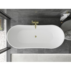 Luxury Montana szabadon álló fürdökád akril  180 x 80 cm, fehér,  leeresztö arany - 52011808000-G Térben álló kád