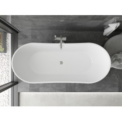 Luxury Montana szabadon álló fürdökád akril  180 x 80 cm, fehér/fekete,  leeresztö  króm - 52011808075 Térben álló kád