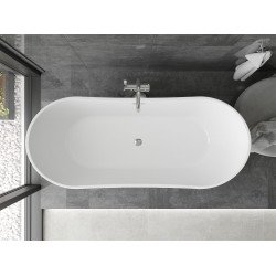 Luxury Montana szabadon álló fürdökád akril  180 x 80 cm, fehér/fekete,  leeresztö   fekete - 52011808075-B Térben álló kád