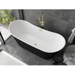Luxury Montana szabadon álló fürdökád akril  180 x 80 cm, fehér/fekete,  leeresztö arany - 52011808075-G Térben álló kád