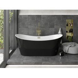 Luxury Montana szabadon álló fürdökád akril  180 x 80 cm, fehér/fekete,  leeresztö arany - 52011808075-G Térben álló kád Térben álló kád Luxury