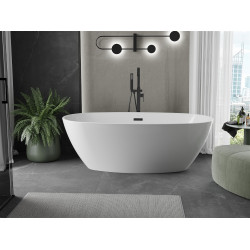Luxury Eris szabadon álló fürdökád akril  155 x 80 cm, fehér,  leeresztö   fekete - 53441558000-B Térben álló kád Térben álló kád Luxury