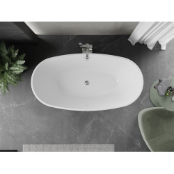 Luxury Eris szabadon álló fürdökád akril  155 x 80 cm, fehér/fekete,  leeresztö  króm - 53441558075 Térben álló kád