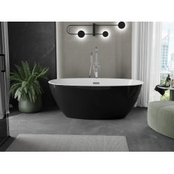 Luxury Eris szabadon álló fürdökád akril  155 x 80 cm, fehér/fekete,  leeresztö  króm - 53441558075 Térben álló kád Térben álló kád Luxury