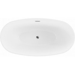 Luxury Eris szabadon álló fürdökád akril  155 x 80 cm, fehér/fekete,  leeresztö  króm - 53441558075 Térben álló kád