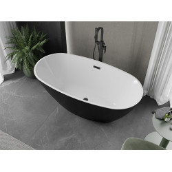 Luxury Eris szabadon álló fürdökád akril  155 x 80 cm, fehér/fekete,  leeresztö   fekete - 53441558075-B Térben álló kád