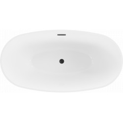 Luxury Eris szabadon álló fürdökád akril  155 x 80 cm, fehér/fekete,  leeresztö   fekete - 53441558075-B Térben álló kád