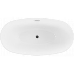 Luxury Eris szabadon álló fürdökád akril  155 x 80 cm, fehér/fekete,  leeresztö   fekete - 53441558075-B Térben álló kád