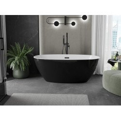 Luxury Eris szabadon álló fürdökád akril  155 x 80 cm, fehér/fekete,  leeresztö   fekete - 53441558075-B Térben álló kád Térben álló kád Luxury