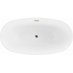 Luxury Eris szabadon álló fürdökád akril  155 x 80 cm, fehér/fekete,  leeresztö arany - 53441558075-G Térben álló kád