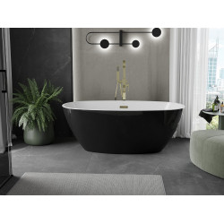 Luxury Eris szabadon álló fürdökád akril  155 x 80 cm, fehér/fekete,  leeresztö arany - 53441558075-G Térben álló kád Térben álló kád Luxury