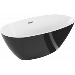 Luxury Eris szabadon álló fürdökád akril  155 x 80 cm, fehér/fekete,  leeresztö arany - 53441558075-G Térben álló kád Térben álló kád Luxury