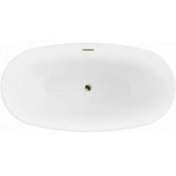 Luxury Eris szabadon álló fürdökád akril  155 x 80 cm, fehér/fekete,  leeresztö arany - 53441558075-G Térben álló kád