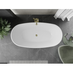 Luxury Eris szabadon álló fürdökád akril  170 x 85 cm, fehér,  leeresztö arany - 53441708500-G Térben álló kád