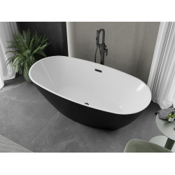 Luxury Eris szabadon álló fürdökád akril  170 x 85 cm, fehér/fekete,  leeresztö   fekete - 53441708575-B Térben álló kád