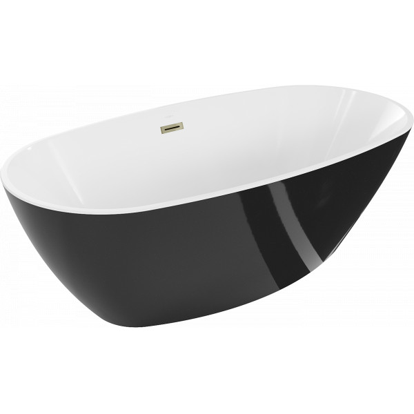 Luxury Eris szabadon álló fürdökád akril  170 x 85 cm, fehér/fekete,  leeresztö arany - 53441708575-G Térben álló kád