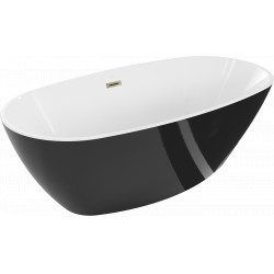 Luxury Eris szabadon álló fürdökád akril  170 x 85 cm, fehér/fekete,  leeresztö arany - 53441708575-G Térben álló kád Térben álló kád Luxury