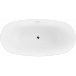 Luxury Eris szabadon álló fürdökád akril  170 x 85 cm, fehér/fekete,  leeresztö arany - 53441708575-G Térben álló kád