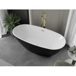Luxury Eris szabadon álló fürdökád akril  170 x 85 cm, fehér/fekete,  leeresztö arany - 53441708575-G Térben álló kád