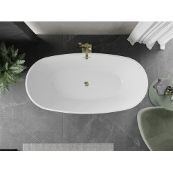 Luxury Eris szabadon álló fürdökád akril  170 x 85 cm, fehér/fekete,  leeresztö arany - 53441708575-G Térben álló kád