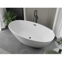 Luxury Eris szabadon álló fürdökád akril  180 x 95 cm, fehér,  leeresztö   fekete - 53441809500-B Térben álló kád