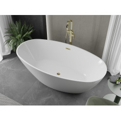 Luxury Eris szabadon álló fürdökád akril  180 x 95 cm, fehér,  leeresztö arany - 53441809500-G Térben álló kád