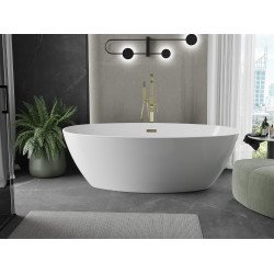 Luxury Eris szabadon álló fürdökád akril  180 x 95 cm, fehér,  leeresztö arany - 53441809500-G Térben álló kád