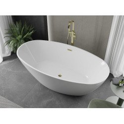 Luxury Eris szabadon álló fürdökád akril  180 x 95 cm, fehér,  leeresztö arany - 53441809500-G Térben álló kád