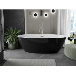 Luxury Eris szabadon álló fürdökád akril  180 x 95 cm, fehér/fekete,  leeresztö  króm - 53441809575 Térben álló kád Térben álló kád Luxury