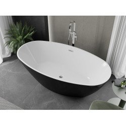 Luxury Eris szabadon álló fürdökád akril  180 x 95 cm, fehér/fekete,  leeresztö  króm - 53441809575 Térben álló kád