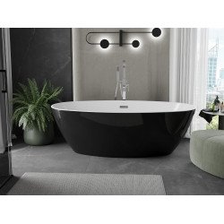 Luxury Eris szabadon álló fürdökád akril  180 x 95 cm, fehér/fekete,  leeresztö  króm - 53441809575 Térben álló kád