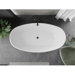 Luxury Eris szabadon álló fürdökád akril  180 x 95 cm, fehér/fekete,  leeresztö   fekete - 53441809575-B Térben álló kád