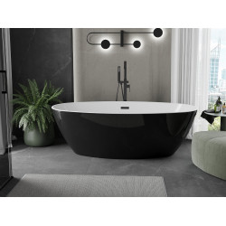 Luxury Eris szabadon álló fürdökád akril  180 x 95 cm, fehér/fekete,  leeresztö   fekete - 53441809575-B Térben álló kád Térben álló kád Luxury